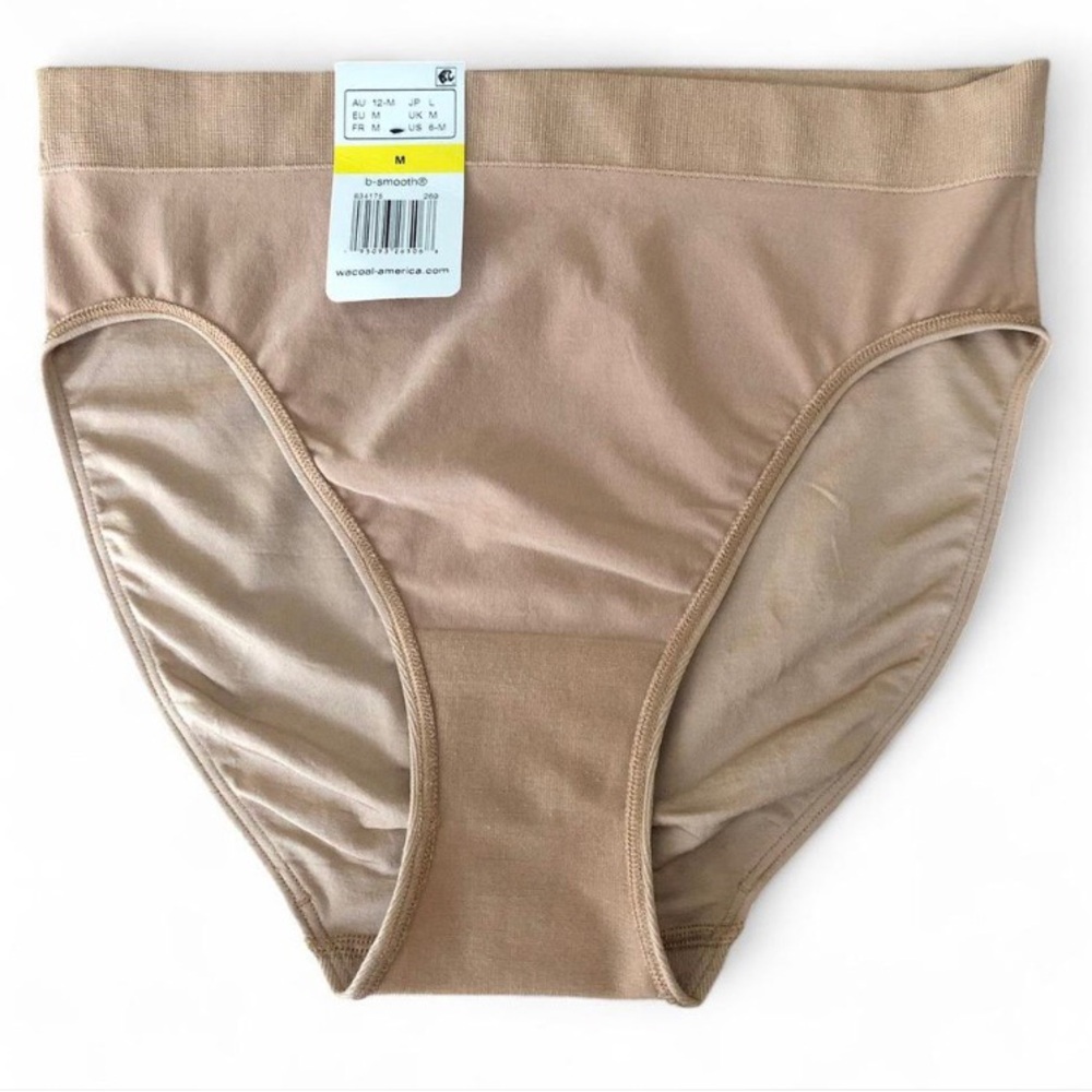 NWT Wacoal 834175 "B-Smooth" Seamless Hi-Cut Brief Panty, Beige M. - Picture 5 of 10